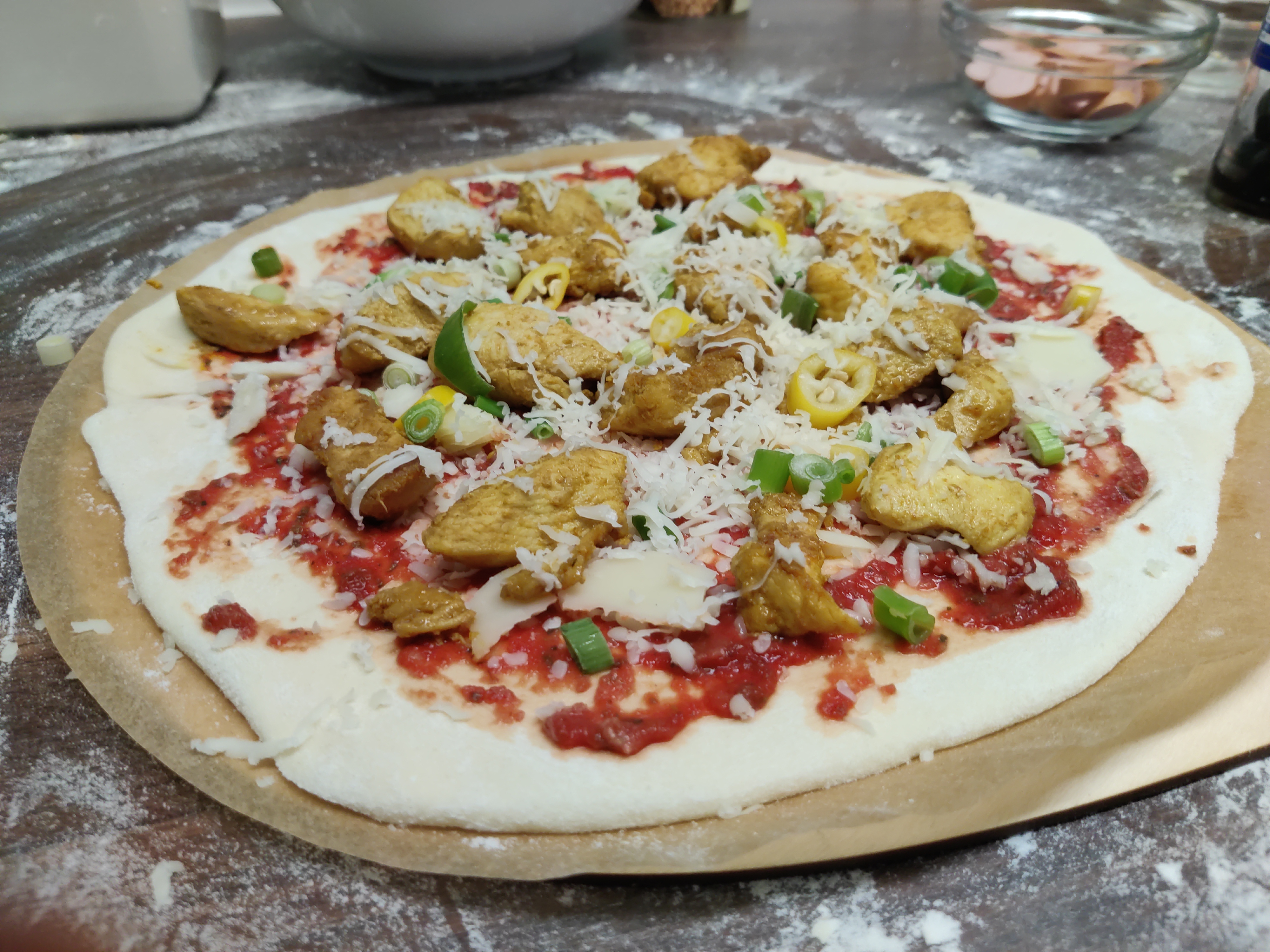 Pizza Hähnchencurry